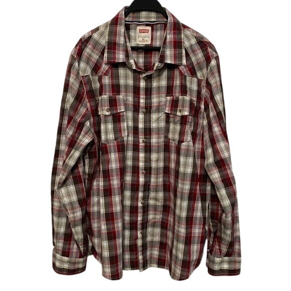 Levis Western Pearl Snap Button Plaid Shirt Mens XL Rodeo Rugged Capsule